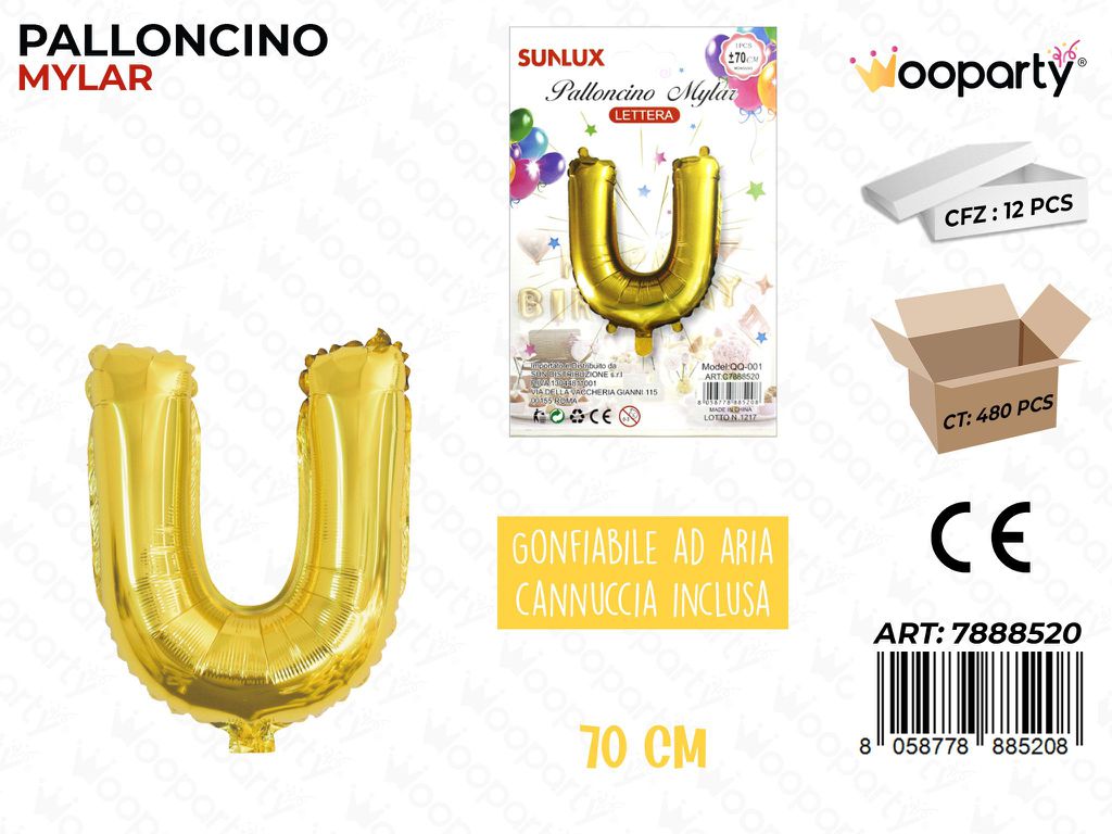 Palloncino Metal Oro Let. U 70CM