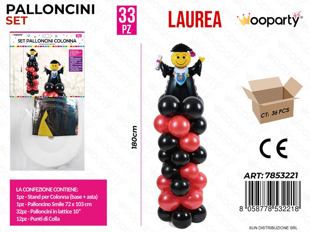Set Palloncini Colonna Laurea 33PCS 180CM/ Pz da 6
