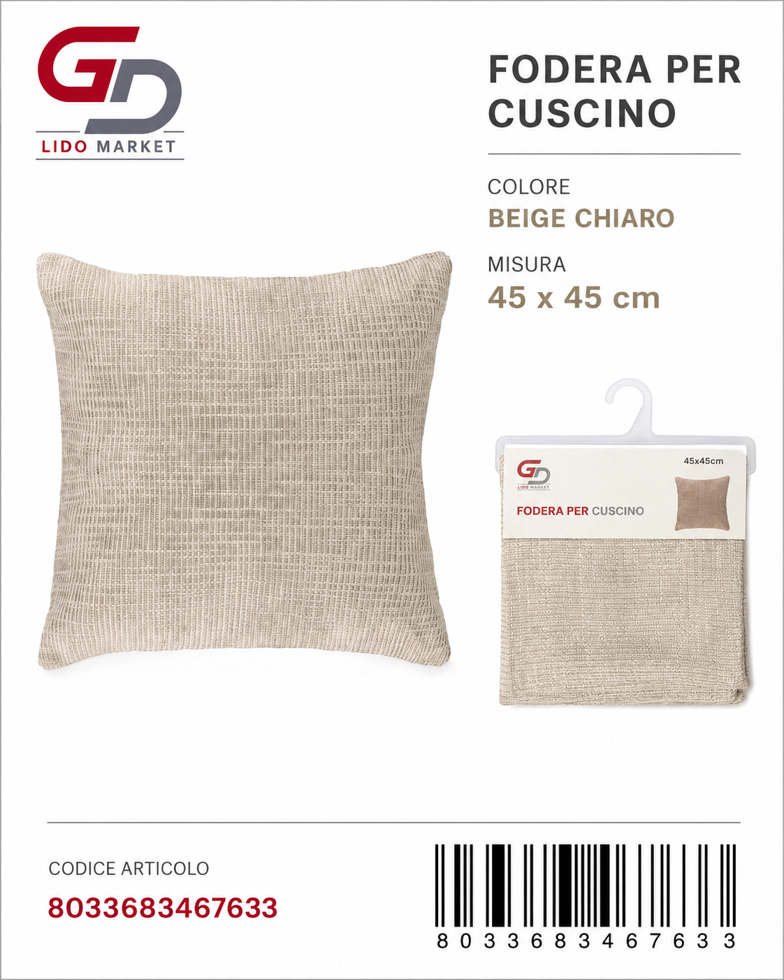 Federa Per Cuscino Animelle 45*45Cm