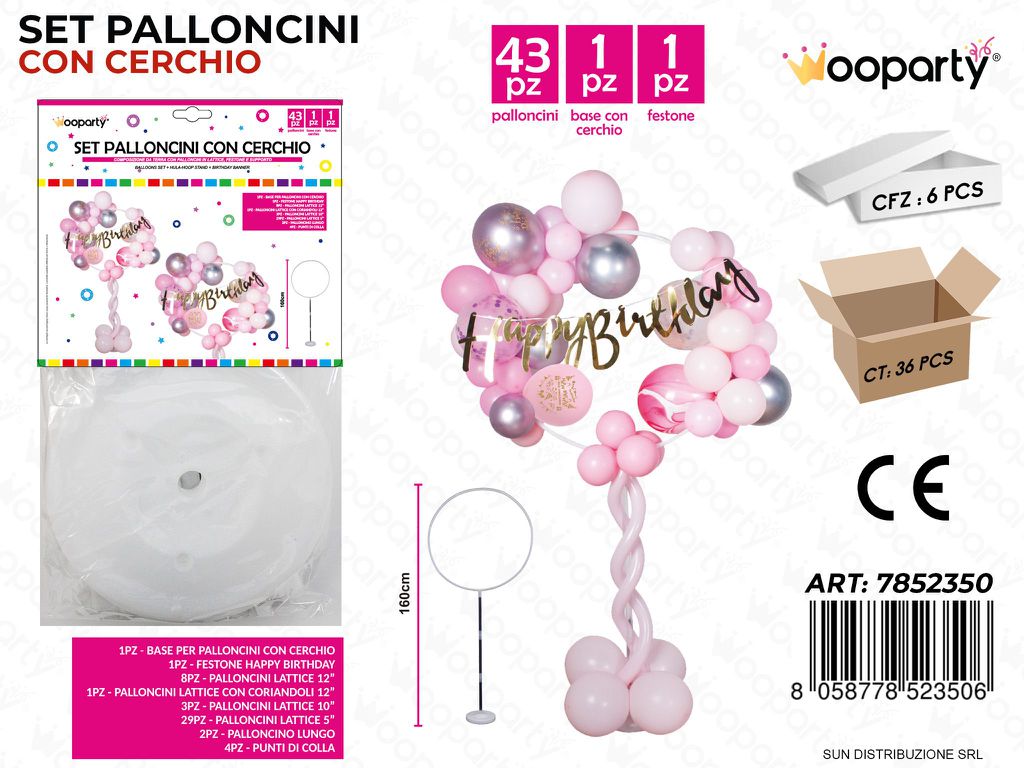Set Palloncini c/ Cerchio 44PCS ASS.160CM