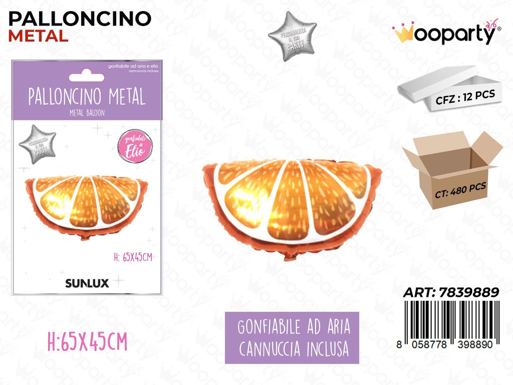 Palloncino Metal Spicchio Arancia 65*45CM