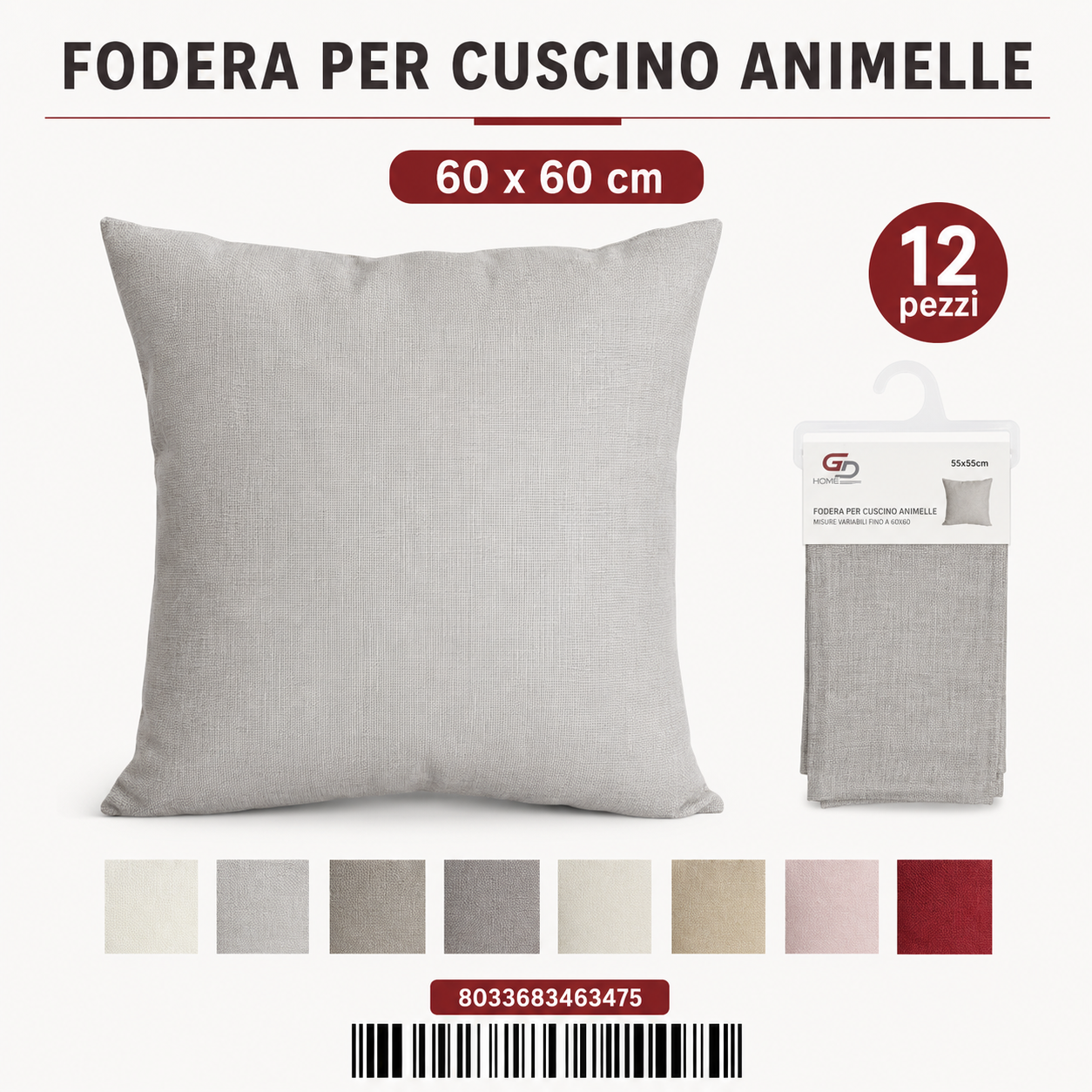 Federa Per Cuscino Animelle Joelle 60*60Cm