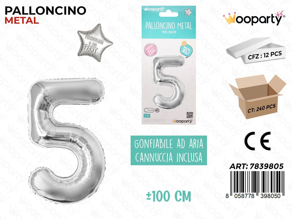 100CM Palloncino Mylar Arg Num. 5
