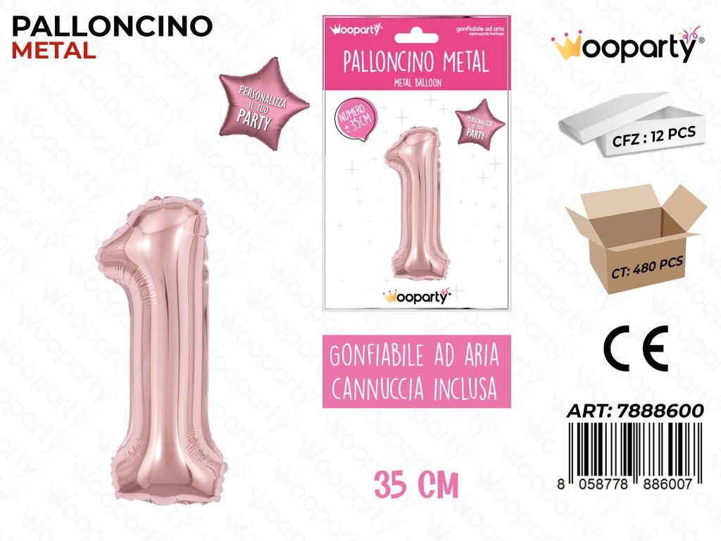 Palloncino Metal Oro Rosa 35CM N. 1