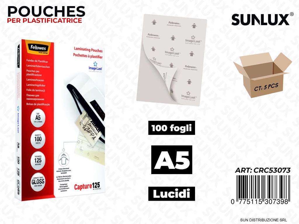 Pouches Plastificatrice A5 SPESS.125MY 100FF/Pacco