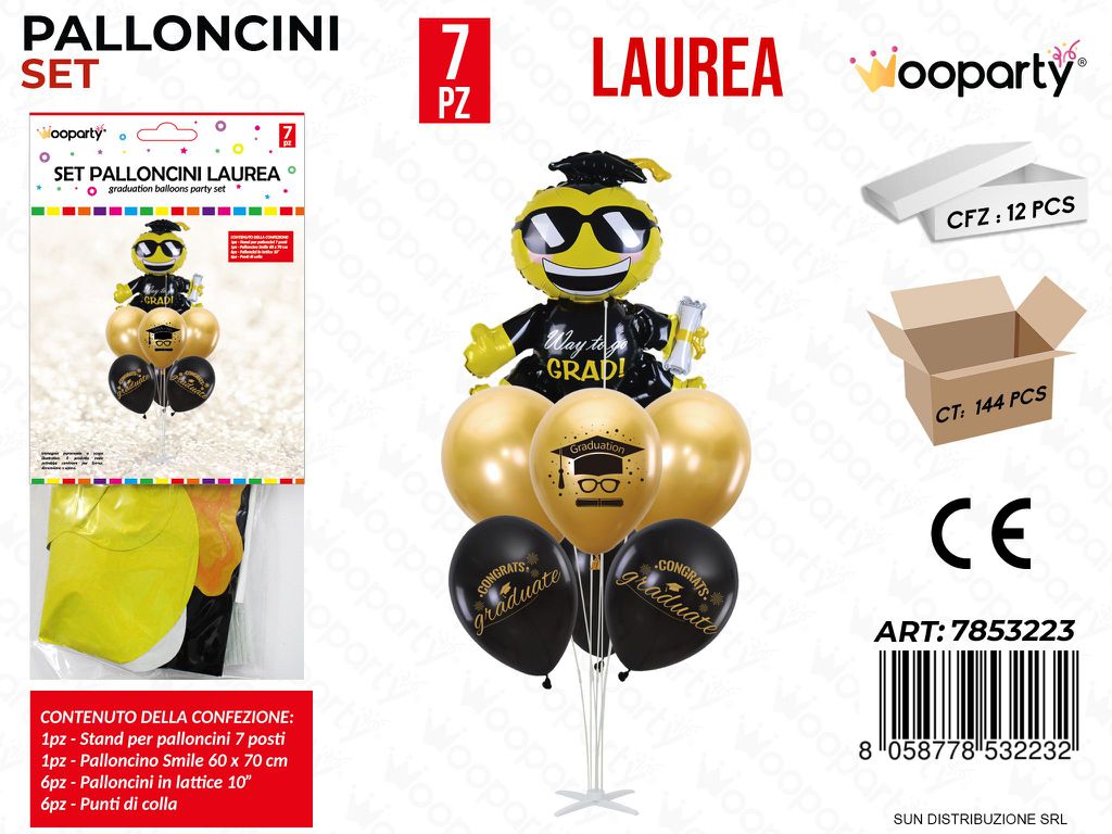 Set Palloncini c/ Stand Laurea 7PCS/ Pz da 12