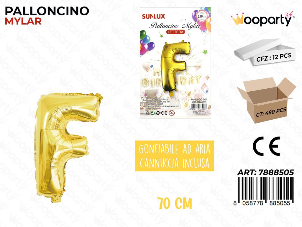 Palloncino Metal Oro Let. F 70CM