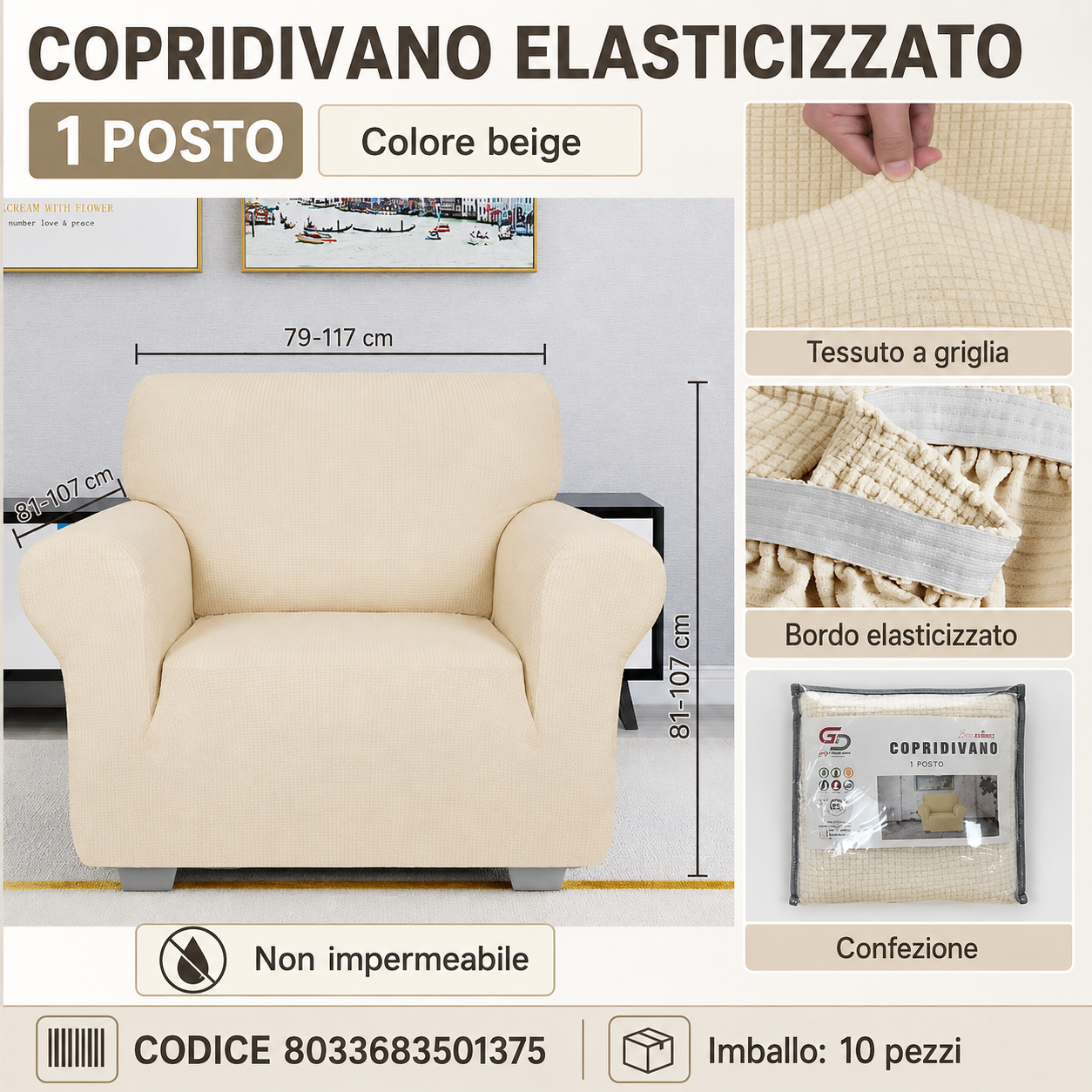 Copridivano 1Posto Non Impermeabile