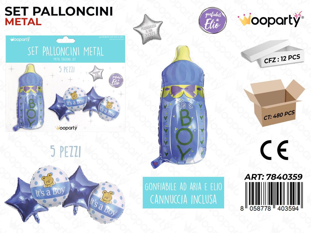 Set Palloncini Metal Its a Boy 5 Pcs
