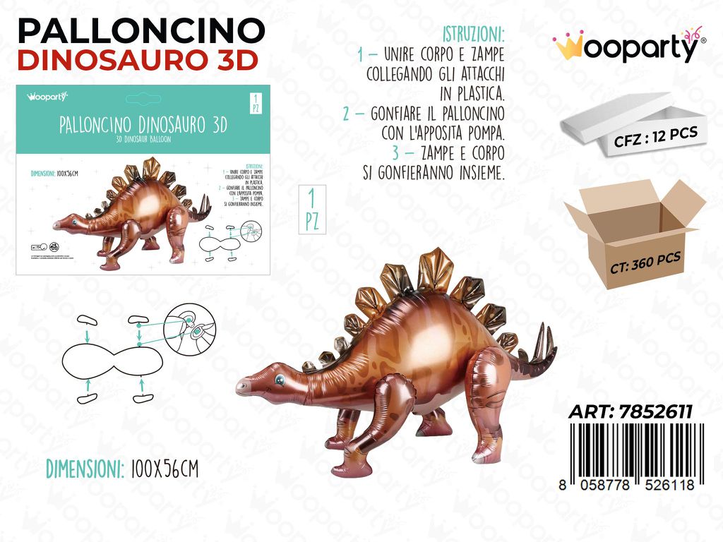 Palloncino Dinosauro 3D 100*56CM