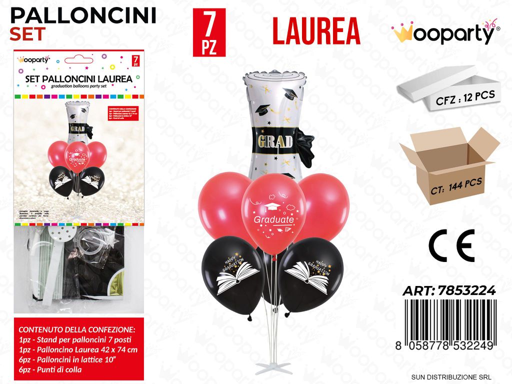 Set Palloncini c/ Stand Laurea 7PCS/ Pz da 12