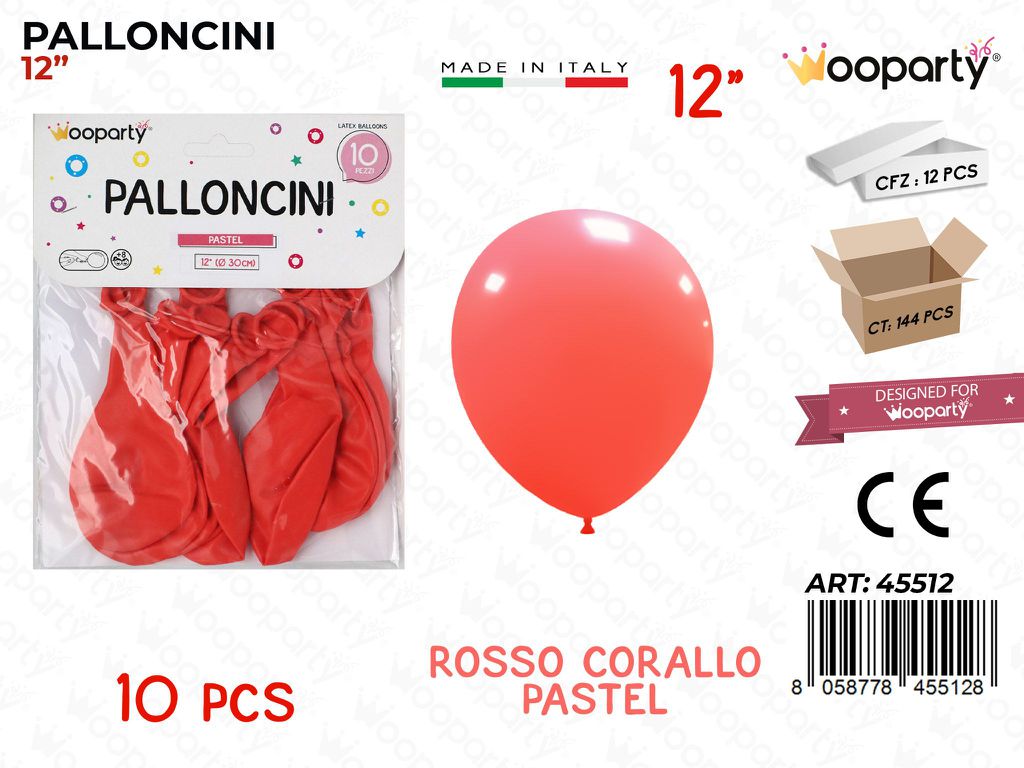 Palloncini Rosso Corallo Pastel 12 10PCS