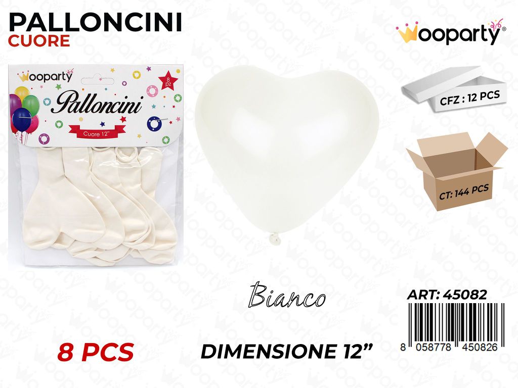Palloncini Cuore Bianco 12 8PCS