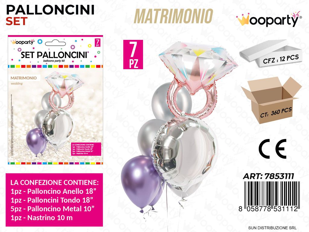Set Palloncini Matrimonio 7PCS Ass.