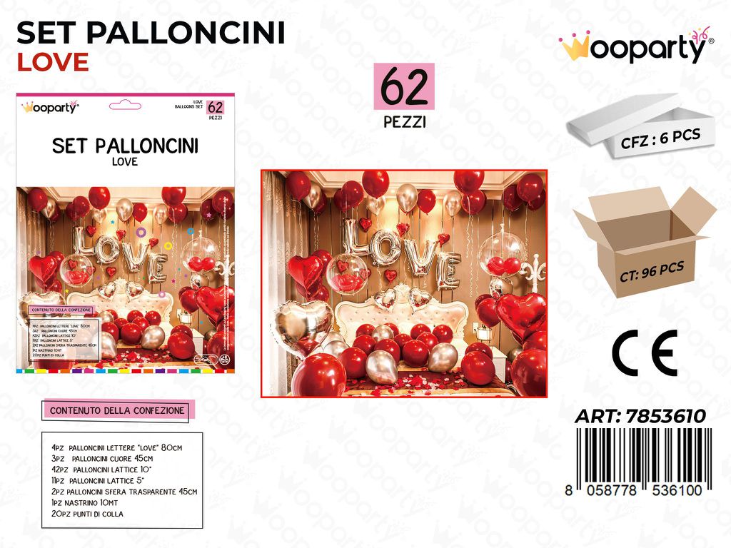Set Palloncini Love 62PCS Ass.