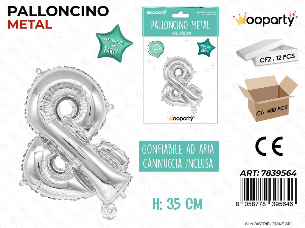 Palloncino Argento Metal 35CM L. e Comm.