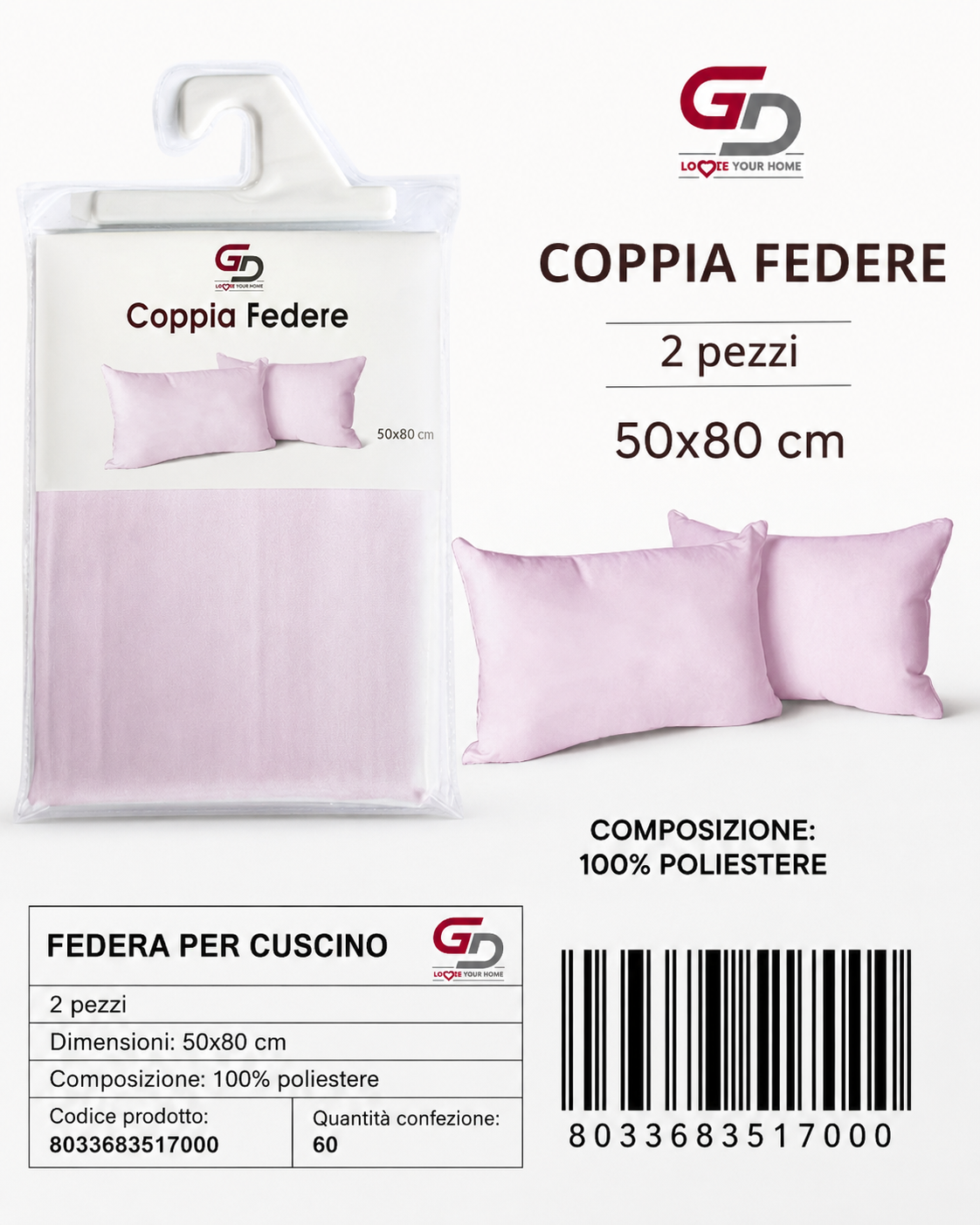Federa Per Cuscino Rosa