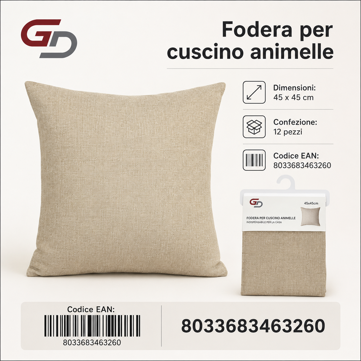 Federa Per Cuscino Animelle Joelle 45*45Cm