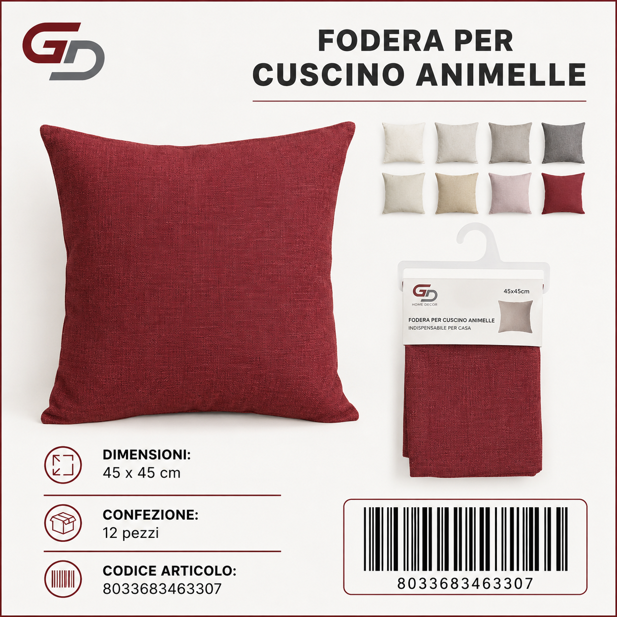 Federa Per Cuscino Animelle Joelle 45*45Cm