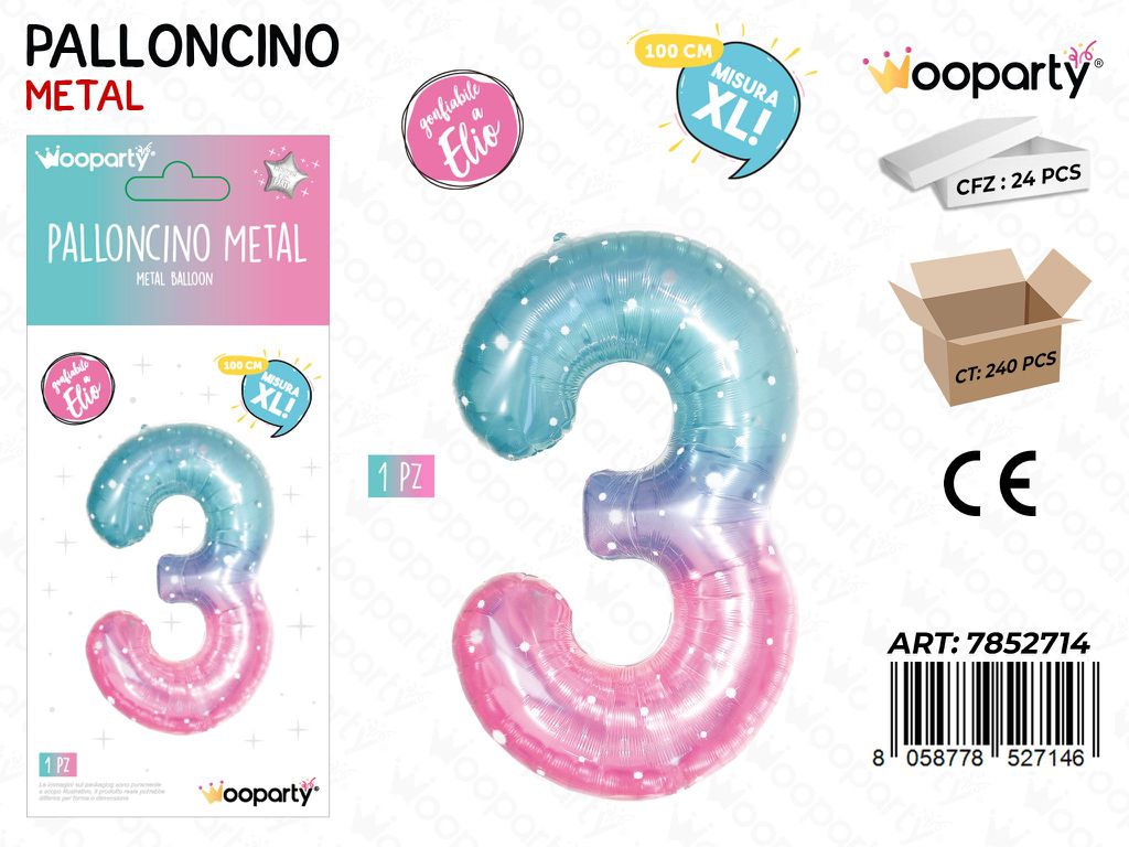 Wooparty Palloncino Metal Gradient N.3 100CM