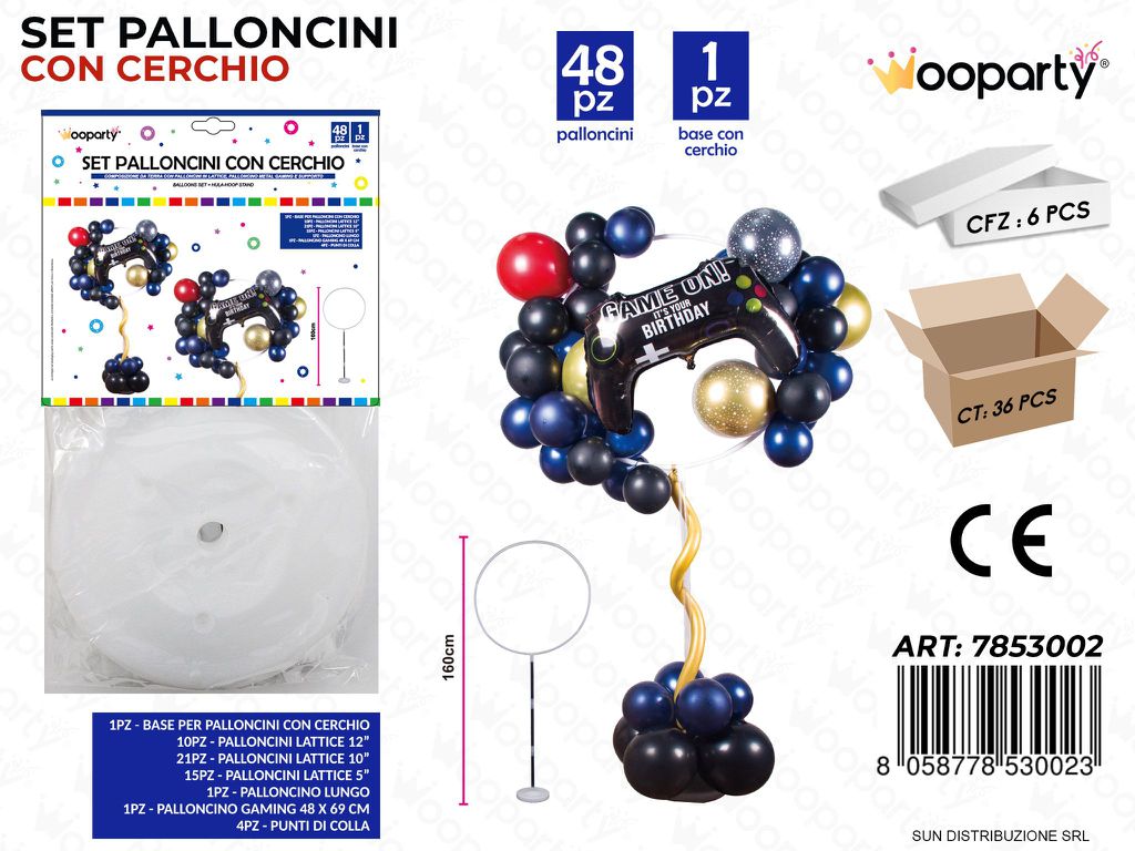 Set Pallon. c/ Cerchio Game On 48PCS Ass 160CM