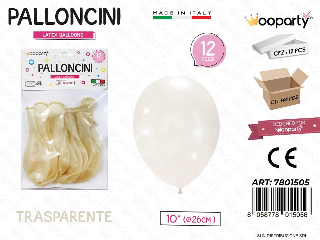 Palloncini Trasparente 10 D.26CM 12PCS