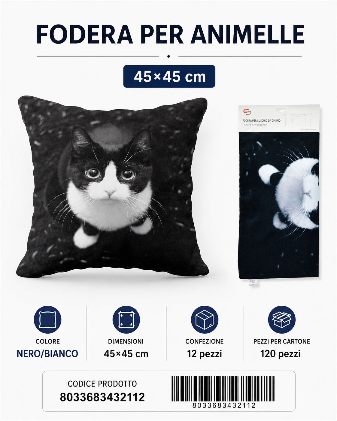 Federa Per Cuscino Animelle 45*45Cm