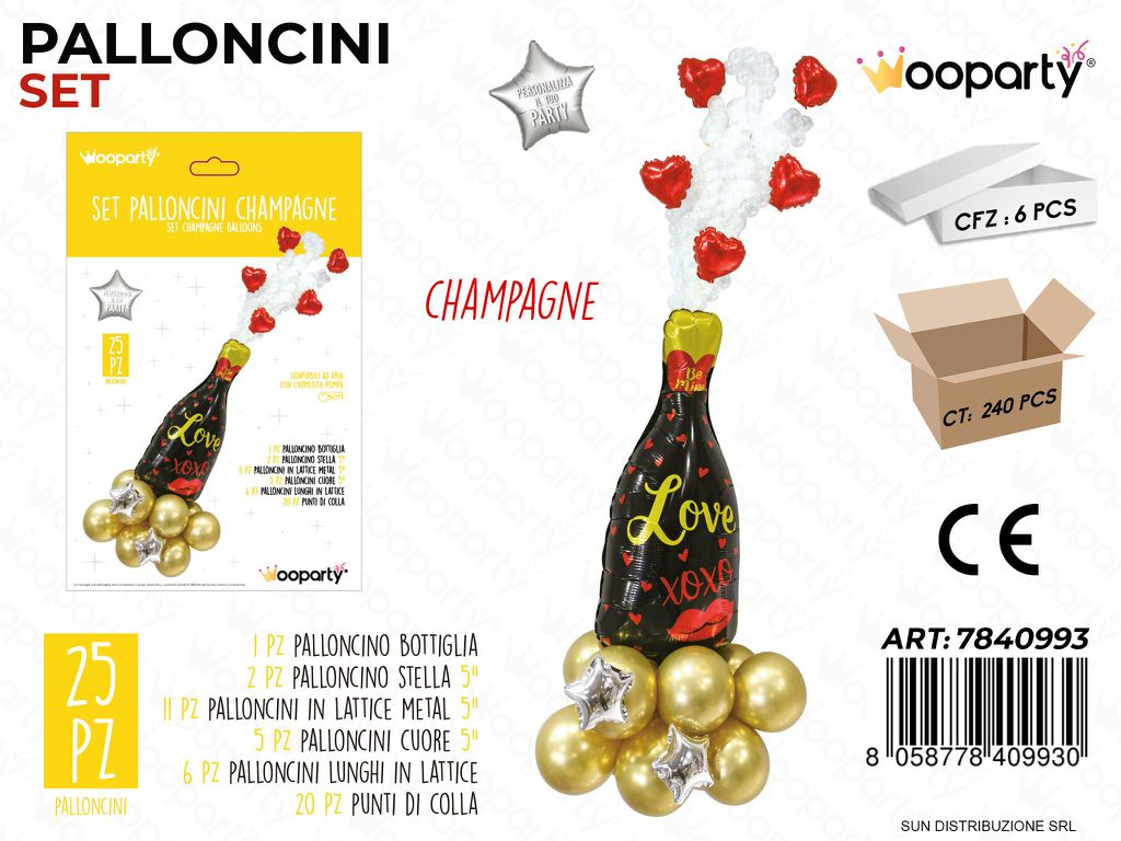 Set Palloncini Champagne 25PCS Ass.