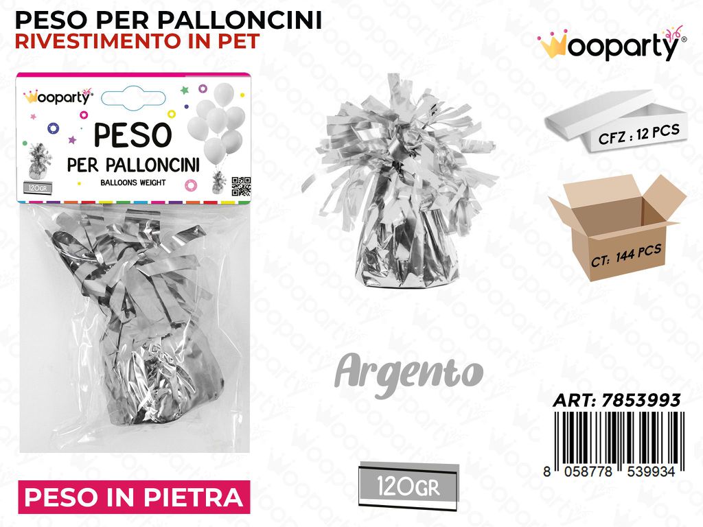 Peso per Palloncini Argento 120GR /Pz Dsa 12