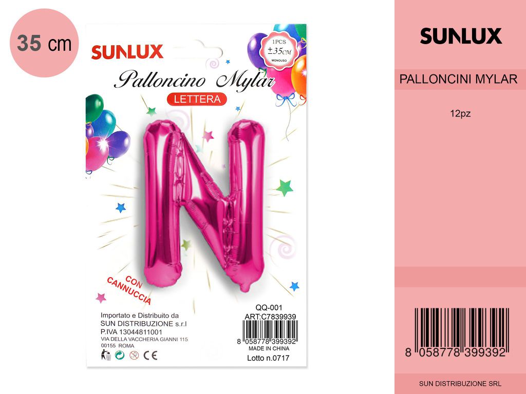 Palloncino Mylar Fucsia Lettera N
