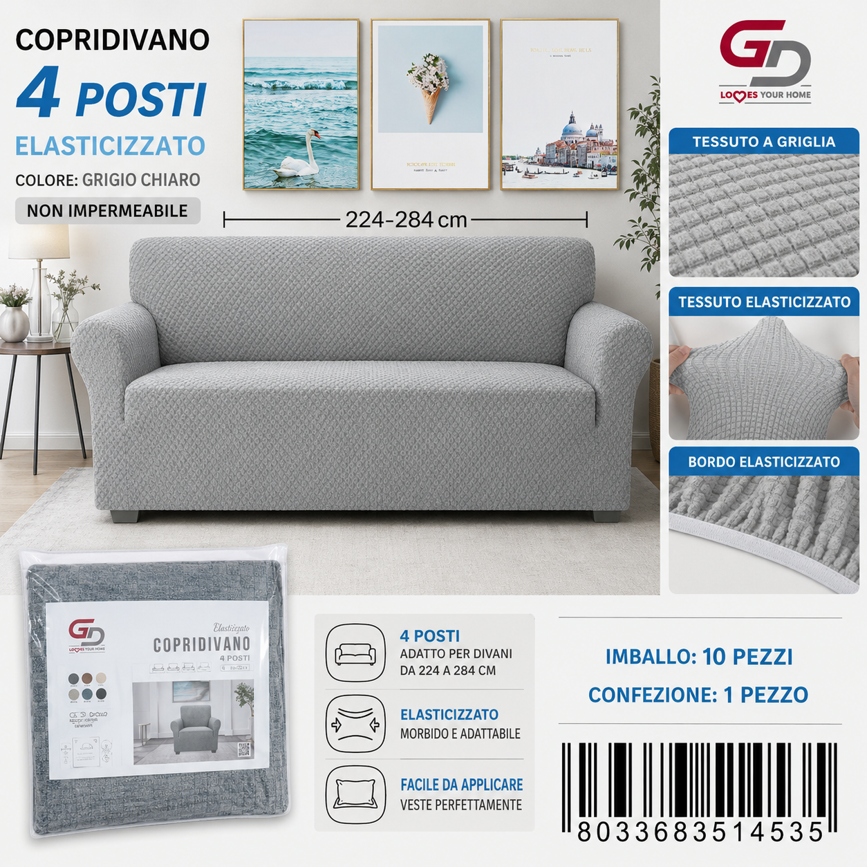 Copridivano 4Posti Non Impermeabile