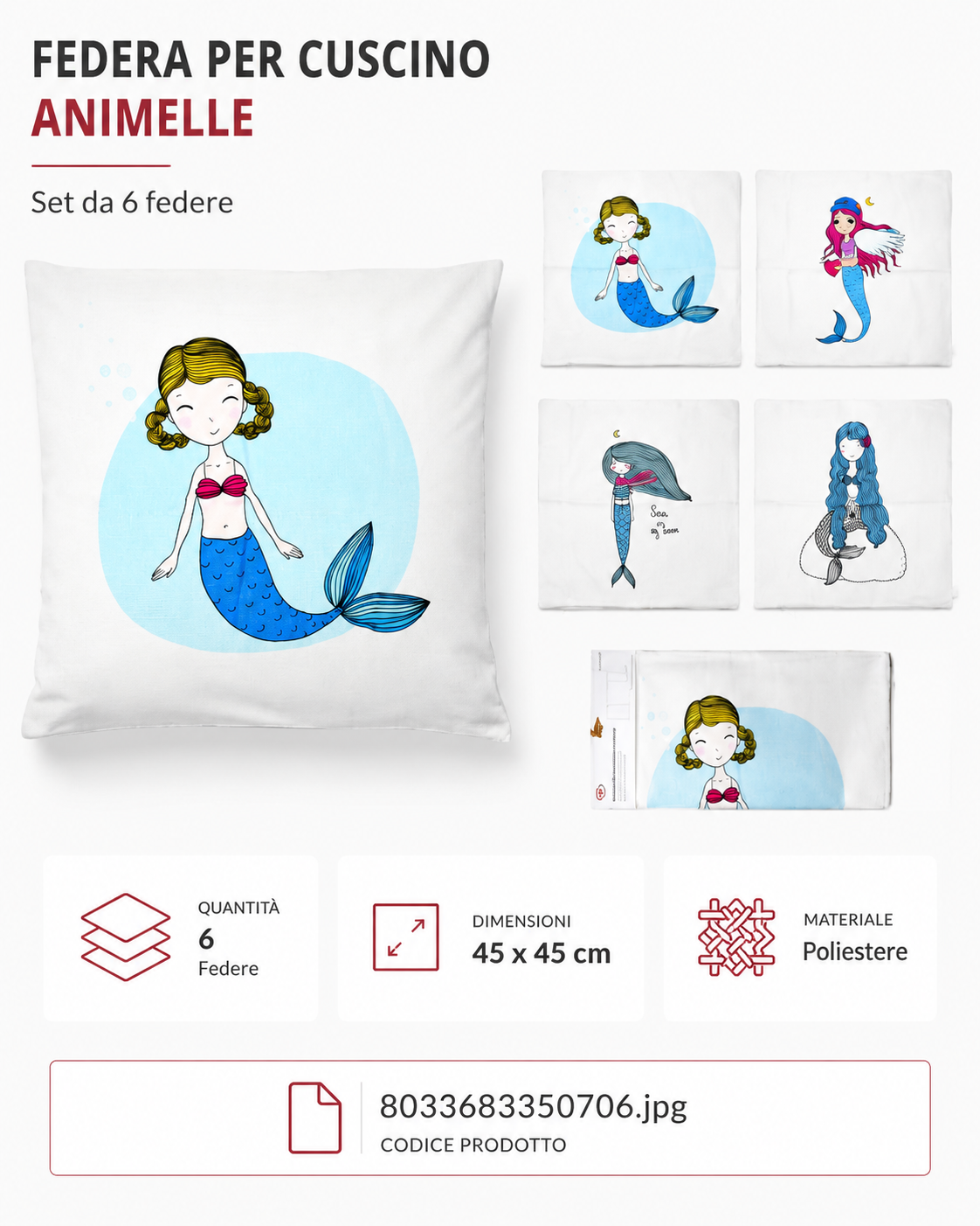Federa Per Cuscino Animelle .45*45