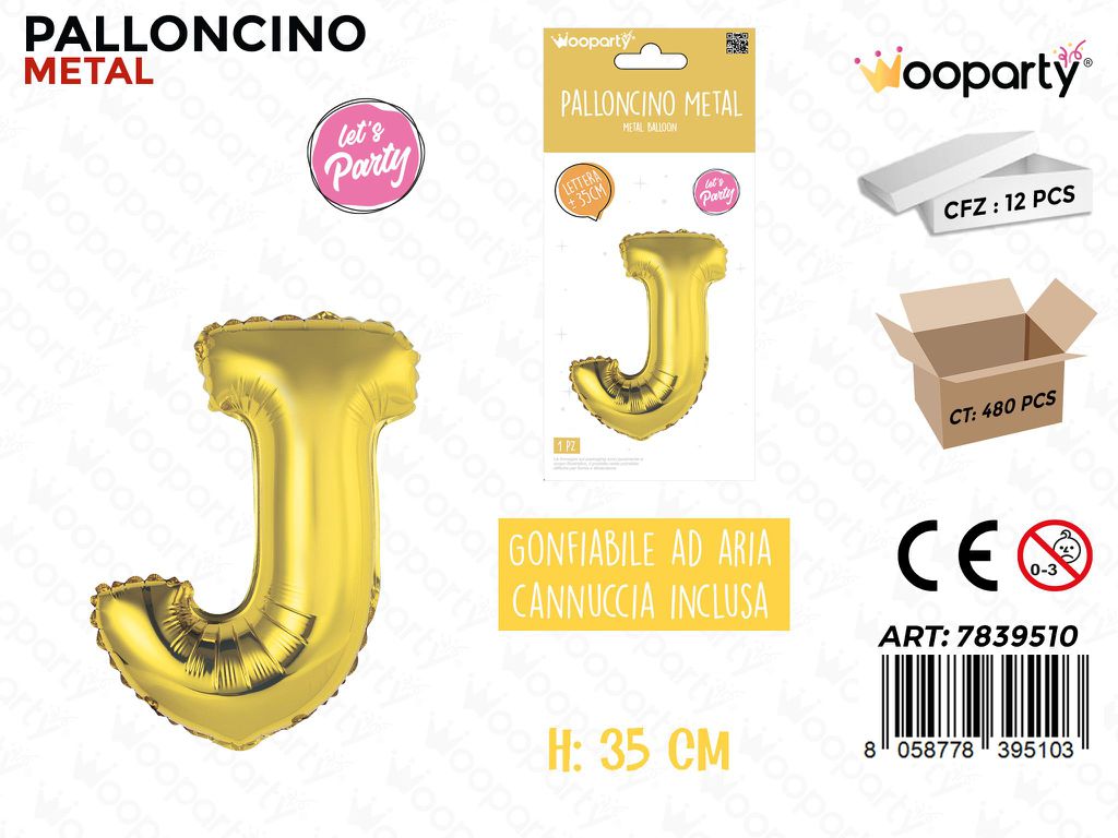 Palloncino Oro Metal Let. J 35CM