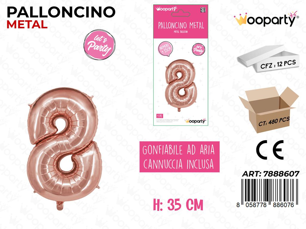 Palloncino Metal Oro Rosa 35CM N. 8