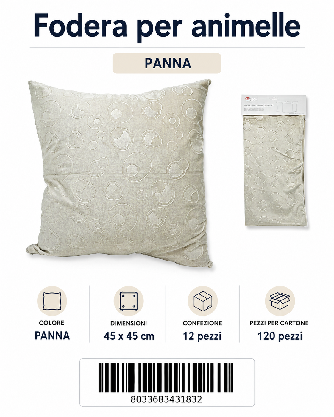 Federa Per Cuscino Animelle 45*45Cm