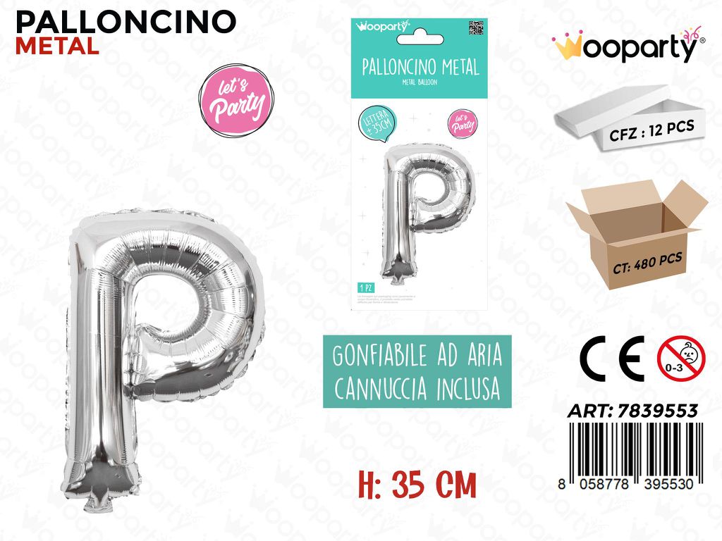 Palloncino Argento Metal 35CM L. P
