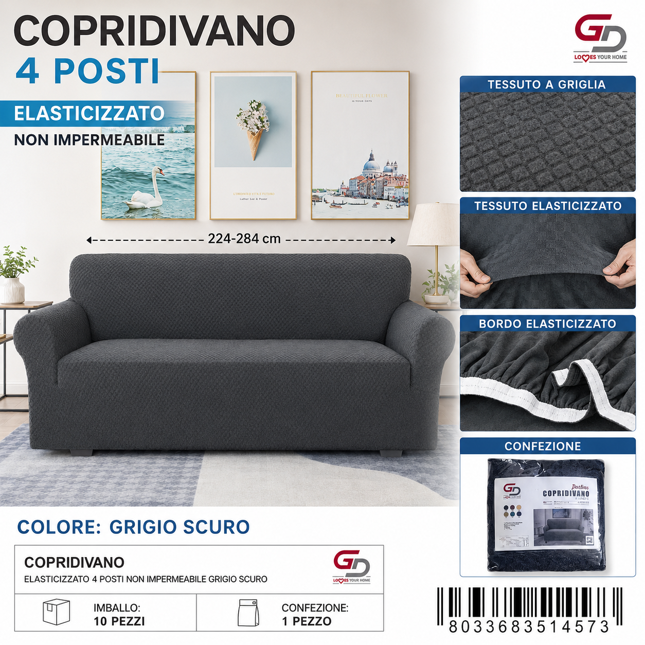 Copridivano 4Posti Non Impermeabile
