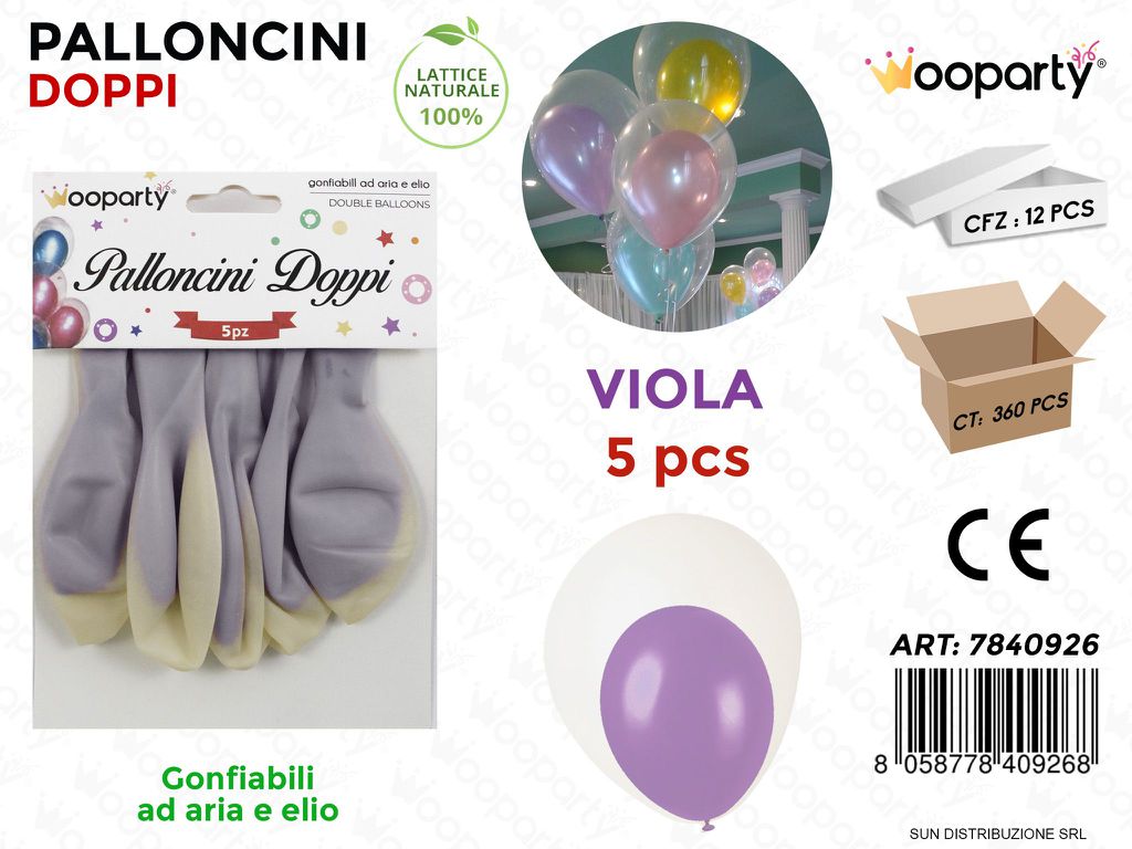 Palloncini Doppi Trasp.- Viola 5PCS