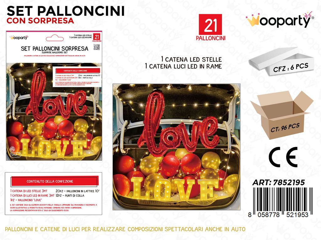 Set Palloncini Sopresa Love Rosso 23PCS