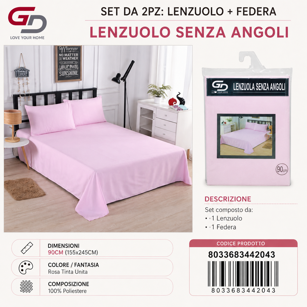 Lenzuolo Singolo 155*245Cm 90Cm