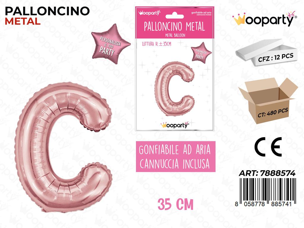 Palloncino Metal Oro Rosa 35CM Let. C