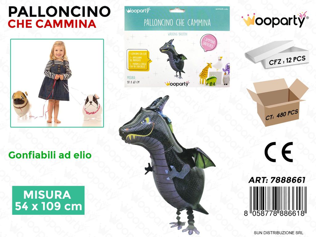 Palloncino Che Cammina Drago 54*109CM