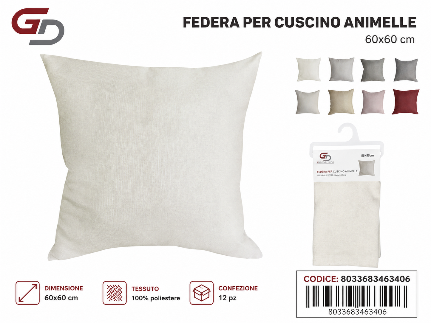 Federa Per Cuscino Animelle Joelle 60*60Cm