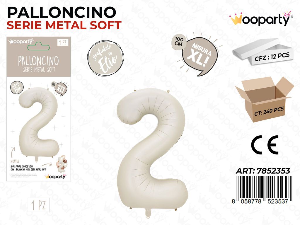 Wooparty Palloncino N.2 Metal Soft 100CM