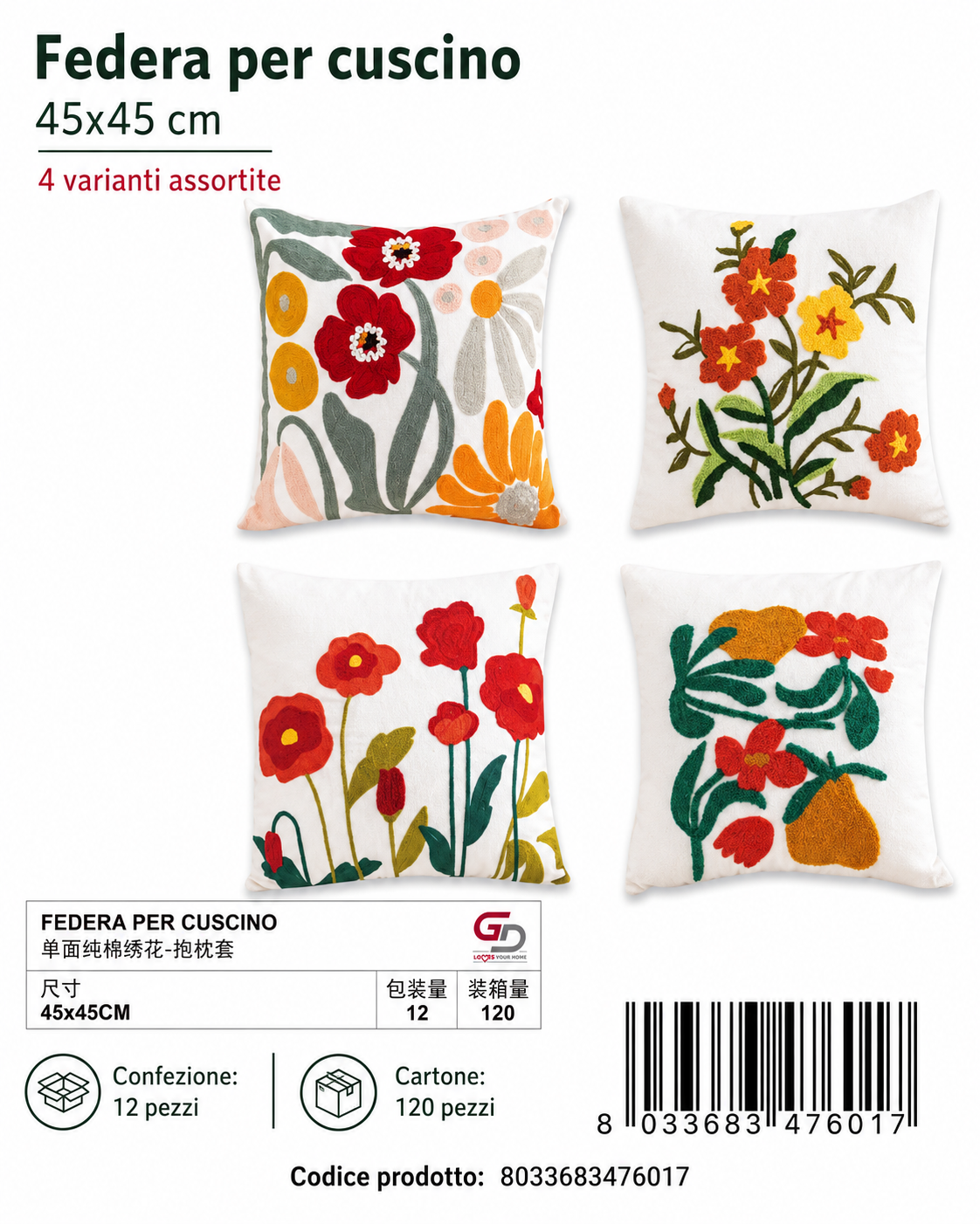 Federa Per Cuscino 45*45Cm