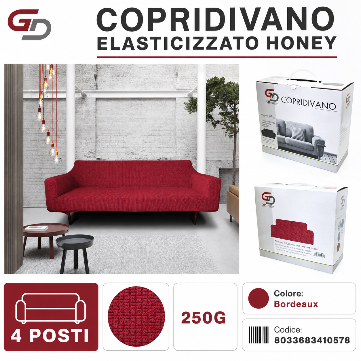 Copridivano Elasticizzato Honey 4 Posti