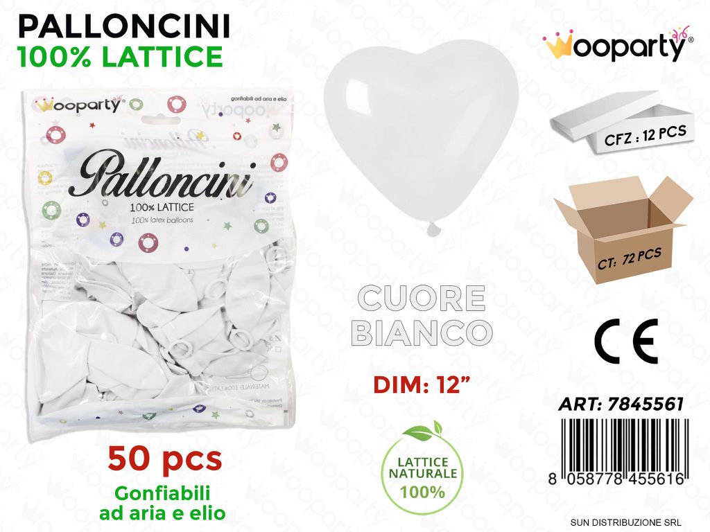 Palloncino Cuore Bianco DIM.12 50PCS