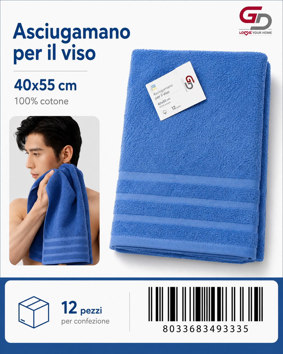 Guest Towels Medium Blue 40X55 16/S Ring 380