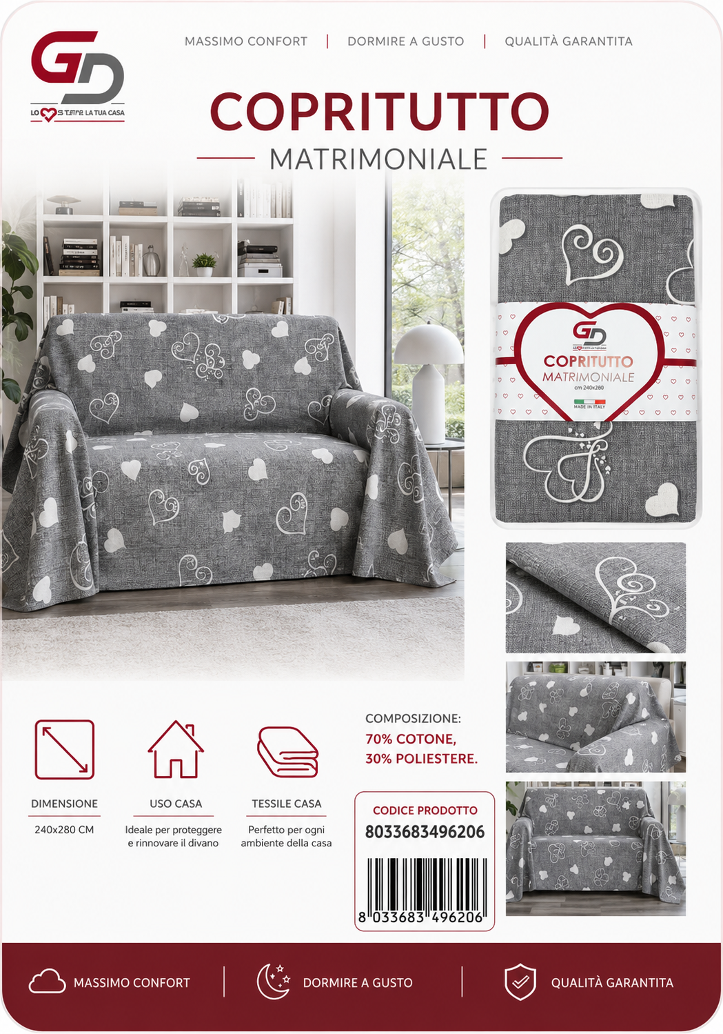 Copritutto 2P Stp Copritutto Foglia 25 Grigio 240 X 280 Cm Un Colore Per Box