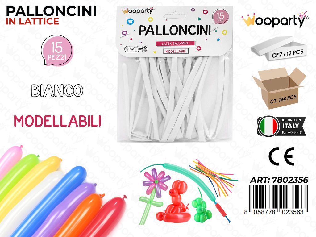 Palloncini Modellabili Bianco 15PCS